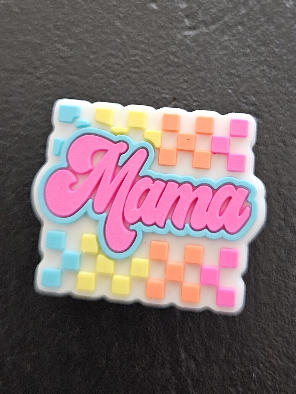 Mama Colorful Checkered Shoe Bag Charm Pink Blue Yellow Orange NEW Rubber